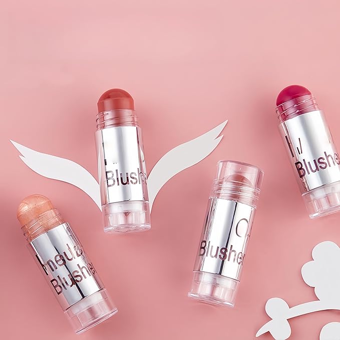 8 Color Multi-use Face Cream Blush Stick for Cheeks, Hydrating Long Lasting Makeup Blush Highlighter Stick for Cheeks Eyes Lips for Women(04)