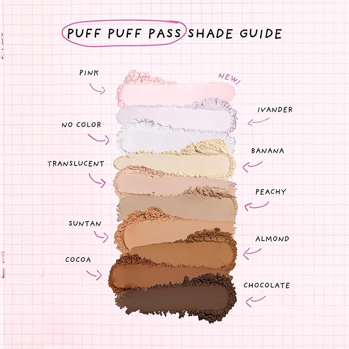 Kimchi Chic Beauty Puff Puff Pass Set and Bake Setting Powder for Makeup, Extra Fluffy Loose Face Powder Poof, Soft Natural Face Makeup for Uneven Skin Tone, 09 Pink