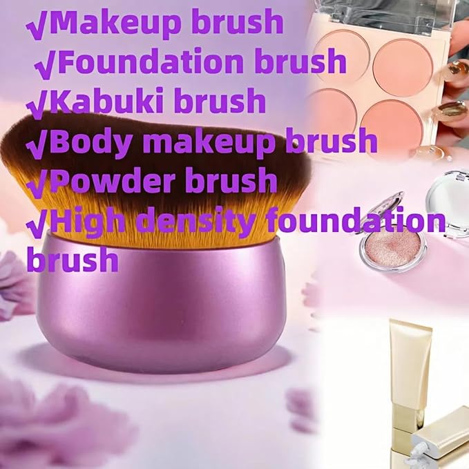 Blend & Blur 75mm Body Kabuki Brush - For Self Tanner, Body Bronzer & Foundation | Face/Back Multitool | Wet/Dry Use (Purple)