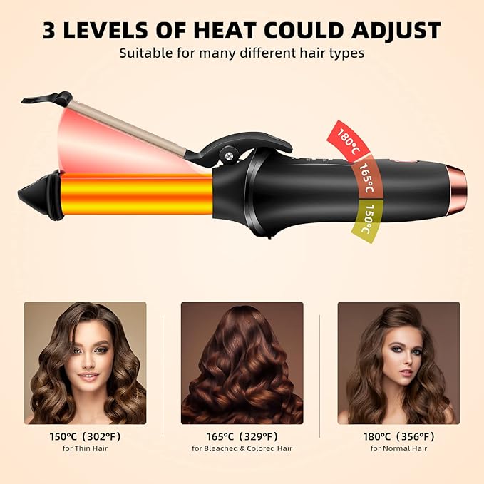 Cordless Curling Iron, Travel Curling Iron USB Rechargeable Ceramic Curling Wand, 302°F-356°F Mini Flat Iron with 3 Temp Setting,Hair Curlers for Short Hair Straightener and Curler 2 in 1