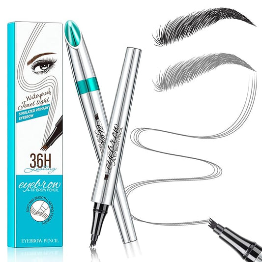 Microblading Eyebrow Pencil, Eyebrow Pen with an Upgrade Micro-Fork Tip Applicator, Waterproof Long-Lasting Microblading Brow Pen, Brow Pencil for Natural Looking Brows Makeup, Gray