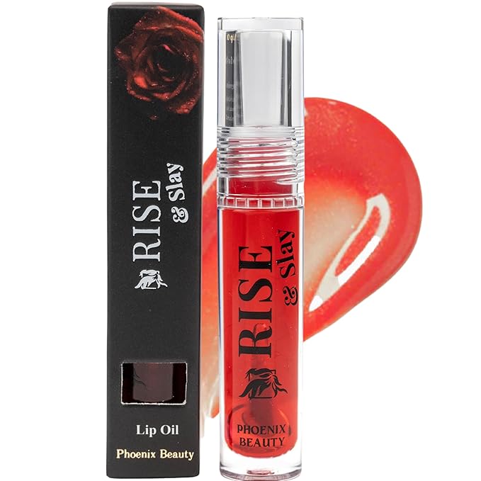 Hydrating Lip Oil for Soft Lips Rise & Slay Tinted Glow with Hyaluronic Acid, Jojoba & Castor Oil, Vit-E | Lightweight Vegan Summer Lip Treatment, Non-Sticky Shine (Tinted Lip Oil)
