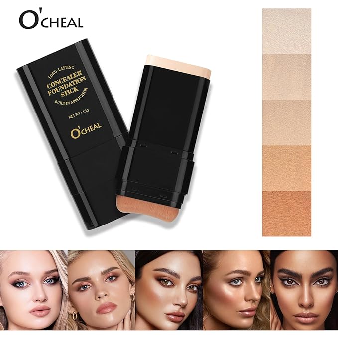 O'CHEAL Face Foundation Contour Stick Long-wear Lightweight Brighten Stick Blemish Contouring Face Concealer Beauty Makeup 02#NATURAL