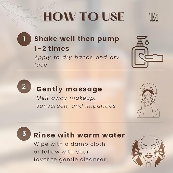 Thammachad Cleansing Oil – 100% Natural Makeup Remover with Moringa, Camellia & Frankincense | First‑Step Oil Cleanser for Dry & Sensitive Skin | Handcrafted in Small Batches in the USA, 200 ml