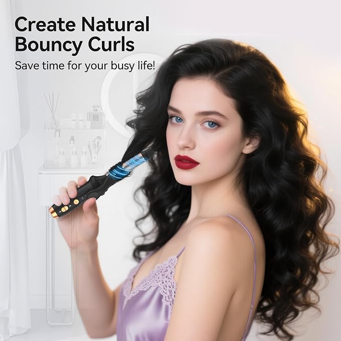 Cordless Curling Iron Hair Curler: Mini USB Rechargeable 4000 mAh 3 Temp Setting Travel Portable 200 Million Negative Ion 2 in 1 for Long Short Hair