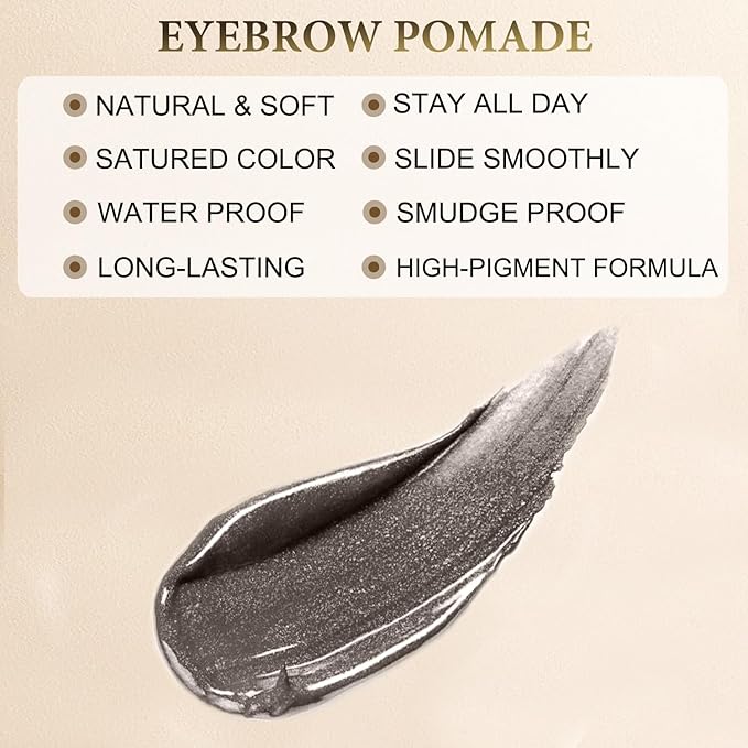 Eyebrow Pencil Makeup Kit, with Waterproof 2-IN-1 Microblading Eyebrow Pen, Eyebrow Pomade, Eyeliner and Dual-ended Eyebrow Brush, Brow Pencil Kit for Natural Eyebrows - Dark Grey
