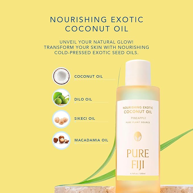 PURE FIJI Nourishing Exotic Coconut Body Oil, Pineapple (7.7 fl oz/230ml)