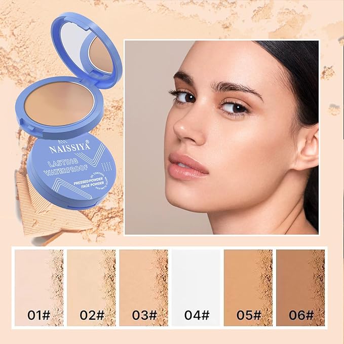 Oil Control Face Pressed Powder,Matte Smooth Flawless Setting Powder Makeup,Waterproof Long Lasting Finishing Powder,Cruelty Free Lightweight Face Cosmetics,0.35Oz (#2-NATURAL BEIGE)