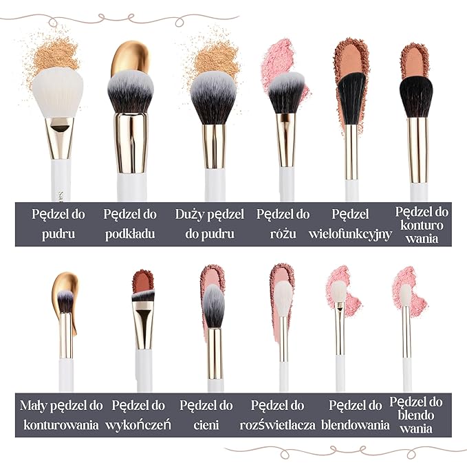 Makeup Brush Set (24 Pieces) - Includes Foundation, Powder, Concealers, Highlighter, Contour, Eye Shadows & Blush Brushes - Face & Eye Make Up Brushes with Soft Bristles - Leather Case Included