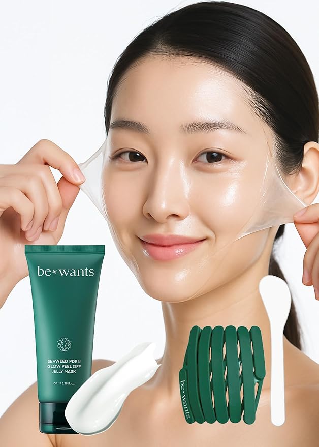 Bewants Seaweed PDRN Peel-Off Wrapping Jelly Mask (3.38 fl oz) – Includes Spatula & Headband | AHA, BHA & Niacinamide Facial Mask | Pore-Minimizing, Smooth-Texture Skin | 1 Pack