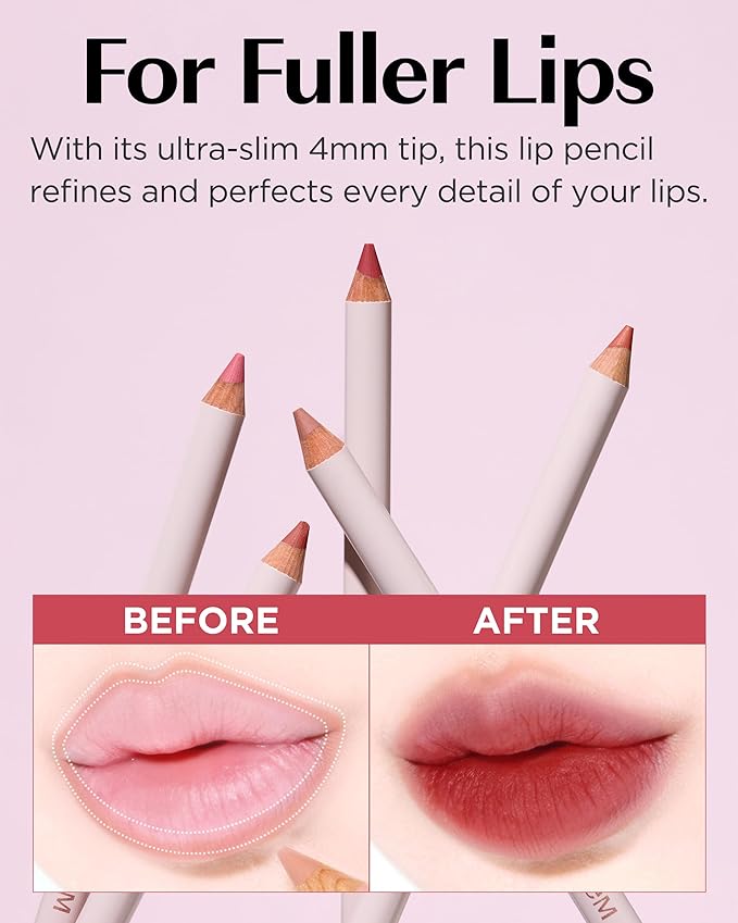 THESAEM Cover Perfection Lip Pencil - Slim, Easy-Blend & Overlip Makeup, Creamy Matte Lip Liner, Long-Lasting with Built-In Sharpener (09 Mellow)