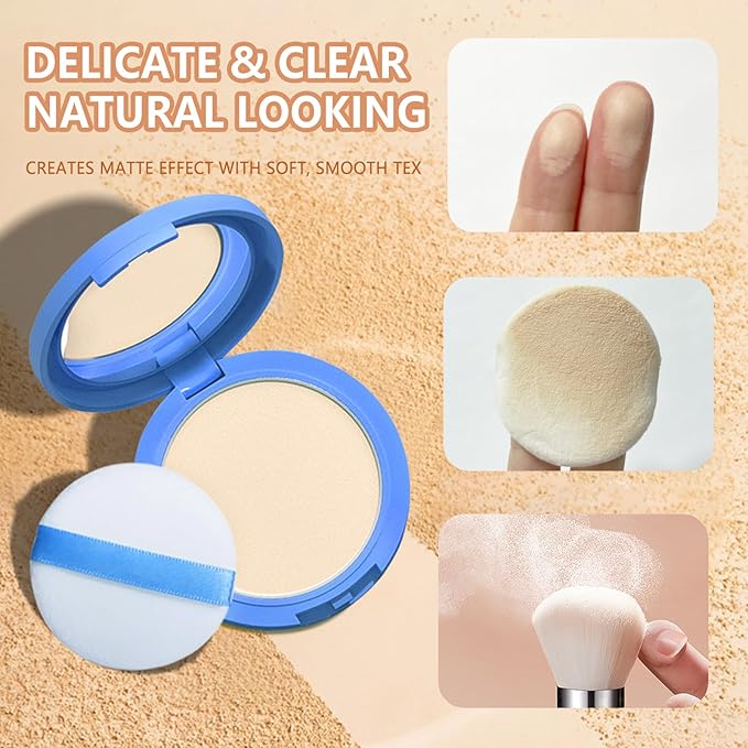 Oil Control Face Pressed Powder,Matte Smooth Flawless Setting Powder Makeup,Waterproof Long Lasting Finishing Powder,Cruelty Free Lightweight Face Cosmetics,0.35Oz(PURE BEIGE)