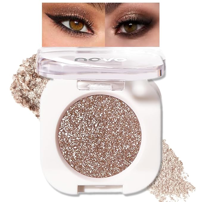 Ultra-Fine Pressed Pigment Single Eyeshadow – Lightweight, Highly Blendable Formula Neutral Glitter Taupe Eye Shadow, 12 Rich Matte/Shimmer Shades for Makeup, Vegan & Cruelty-Free (#10 Cowboy)