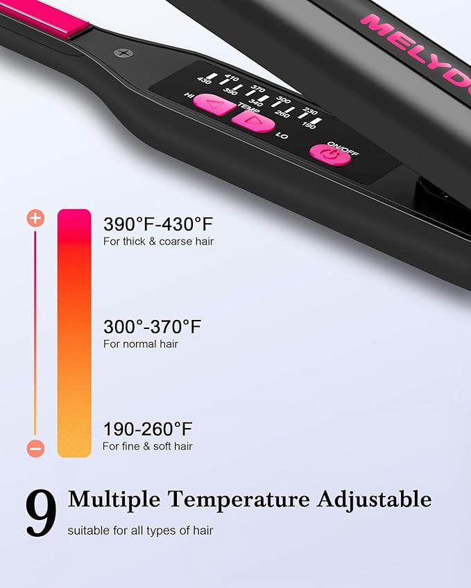Small Flat Irons for Short Hair, 3/10" Pencil Flat Iron with Adjustable Temp Mini Hair Straightener for Edges Pixie Cut and Bangs, Tiny Hair Straightener with Floating Plates, Auto Shut Off