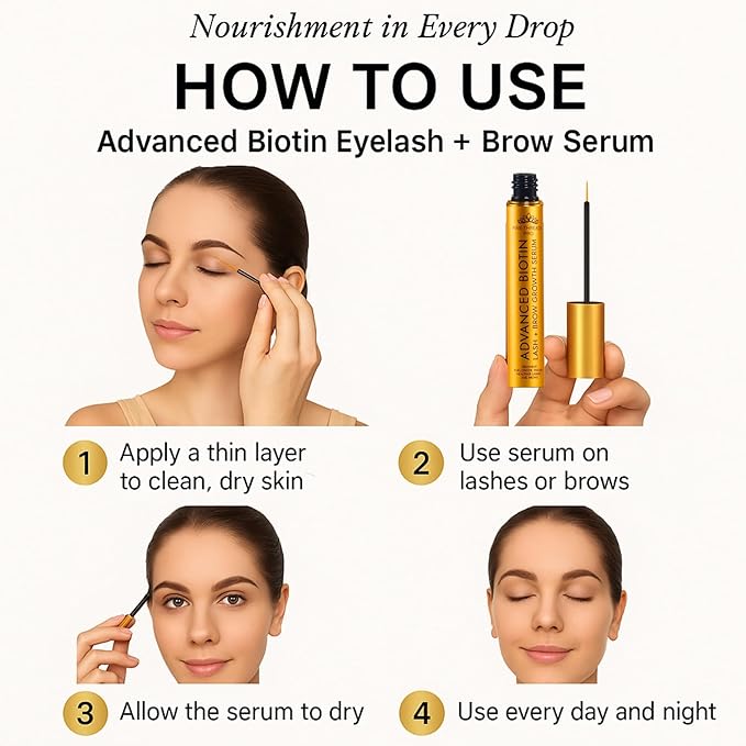 Advanced BIOTIN Eyelash Growth Serum for Longer, Fuller, Thicker Lashes & Eyebrows, Lash Serum for Eyelash Growth- Fast Results 2-4 weeks