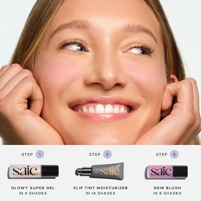 Saie Glowy Super Gel Lightweight Illuminator - Travel Size Luminizer and Makeup Primer for Glowing Skin - Enriched with Vitamin C + Hydrating Squalane Oil - Warmglow (0.5 oz)