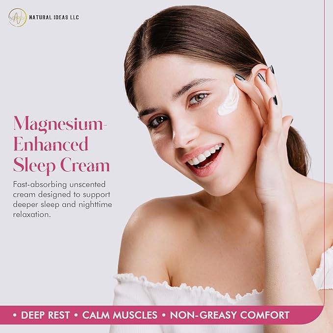 SLEEPY FIELDS Unscented Magnesium-Enhanced Sleep Cream - Nighttime Moisturizing Cream for Pain Calm, Leg Cramps, Sleep & Muscle Soreness - Fast Absorbing, Non-Greasy, Made in USA - 2 oz