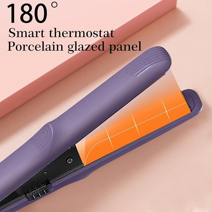 Pipiup Curling Iron, Pipiup Mini Curling Wand & Straightener, Dual Purpose Travel Tool for Styling Short Hair (Pink)