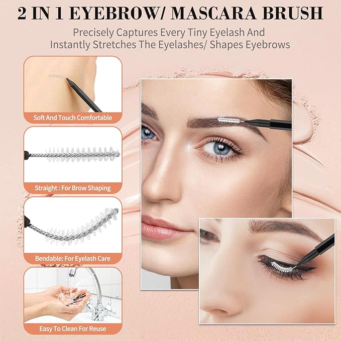 120PCs Micro Eyebrow Spoolies & Laminator Brush Set with Cap, Eyelash Comb, Interdental Brushes, Lash Filler & Eyebrow Lift Tint Tools