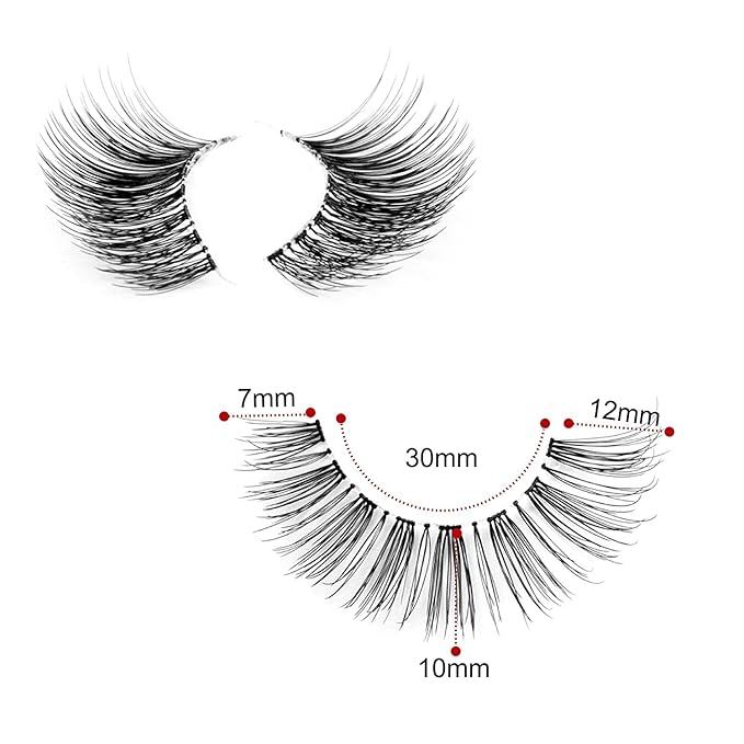 EMEDA False Eyelashes Natural Lashes Wispy 0.01mm Ultra Thin Band 12mm Pestañas Postizas Naturales Cat Eye 10 Pairs Invisible Clear Band 3D Demi Wispies Short Fake Eye Lashes Strips Handmade (005)