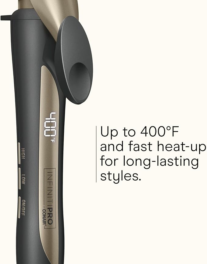 INFINITI PRO CONAIR Tourmaline Ceramic 1-Inch Curling Iron, Clamp Curling Iron, 1-Inch Barrel Produces Classic Curls, Hair Curler for Use on Short, Medium, and Long Hair, Dark Grey