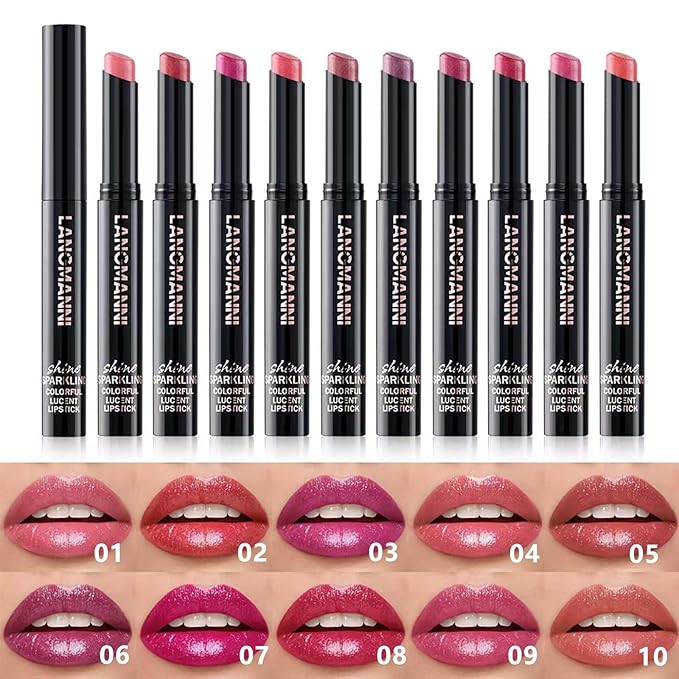 Dark Purple Lipstick with Glitter for Women - Sparkling Lip Glitter, High Impact Color, Transfer Resistant d # 01