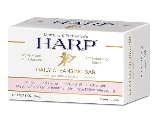 HARP® Vanilla Lavender Body Wash Bar – pH Balanced (5.0–6.0) Syndet Cleanser, Soap-Free & No Lye, Non-Comedogenic, Gentle for Sensitive & Dry Skin, With Shea Butter & Borage Oil. 5oz Bar.