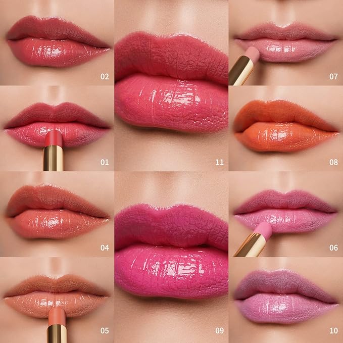 Oulac Pink Lipstick Moisturizing Shine Lipstick - Moisturizing Lip Stick Glossy Tinted Lip Balm, Sheer Shine Juicy Finish, Lightweight and Hydrating Formula for Dry Lip Care, Vegan 2.2g/0.07oz (06)