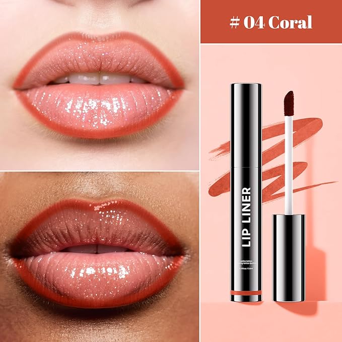 Lip Stain Peel Off - Long-Lasting Lip Liner, Creamy Matte Lip Makeup Waterproof & Smudge-Proof Lip Liner Stain, Highly-Pigmented Pencil for Shaping & Sculpting Lips (Coral)