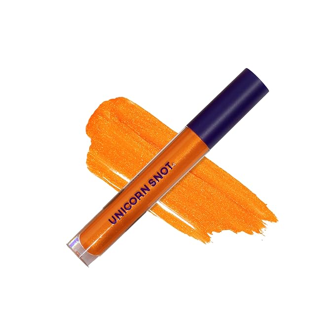 UNICORN SNOT Liquid Metal Lip Paint - Metallic Lip Gloss - Non-drying, Long-lasting Liquid Lipstick, Intense Pigment Color with Metallic Shimmer - Vegan, Cruelty-Free Makeup, Orange (Blaze)