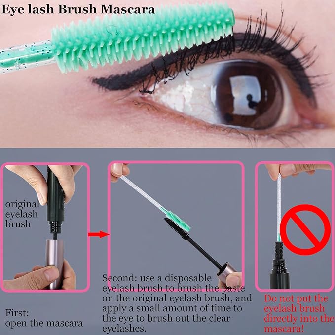 BIHRTC 100PCS Eyebrows Eye Lash Brushes Mascara Wands Disposable Silicone Lip Applicators liner Brushes Makeup Tools Lash Wand for Women Girls Salon Beauty Cosmetic Make Up Tool