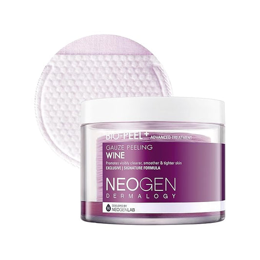 DERMALOGY by NEOGENLAB Bio-Peel Gauze Peeling Pads (Wine, 30 pads) - Exfoliating & Firming Peeling Pad with PHA & Red Wine & Resveratrol & Acid Hyaluronic - Korean Skin Care