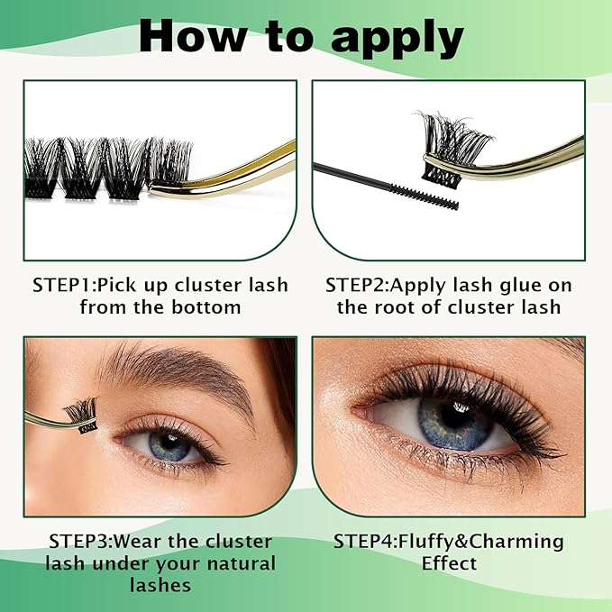 Lash Clusters,96 Pcs Cluster Lashes D Curl 10-18MIX DIY Lash Extensions Eyelash Clusters,KEYYOU Volume Wispy Individual Lashes Soft&Comfortable Easy DIY at Home(Y01,D-10-18MIX)