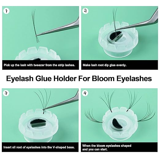 Fenshine 300 PCS Eyelashes Extension Volume Lashes Fan Quick Blossom Cups Lash Glue Holder and Lash Organizer Supplies Tools for Eyelash Extension Supply
