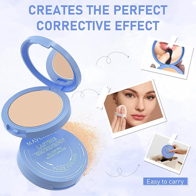 Oil Control Face Pressed Powder,Matte Smooth Flawless Setting Powder Makeup,Waterproof Long Lasting Finishing Powder,Cruelty Free Lightweight Face Cosmetics (02# NATURAL BEIGE)