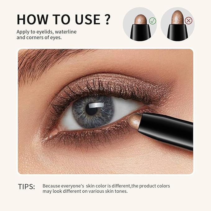 Eyeshadow Stick, Shimmer and Matte Cream Eye Shadow Brightener Sticks Eyeliner Pencil Crayon, Waterproof Long Lasting Eye Highlighter Stick Makeup,0.056 Oz(#1-Caramel)