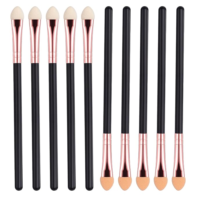 10Pcs Sponge Eyeshadow Brush Sets Eyeshadow Applicators Stick Portable Makeup Brushes for Women Sponge Double Sided Washable Reusable Professional Eye Shadow Makeup Applicator Tool for Women