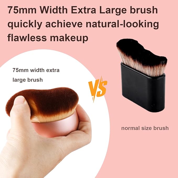 Extra Large Body Coverage Applicator,Body Makeup Brush for Self Tanner,75 mm Wide-headed Kabuki Blending Brush for Tattoo Cover up Makeup,Oval Face Leg Makeup Bronzer Brush for Tanning Lotion
