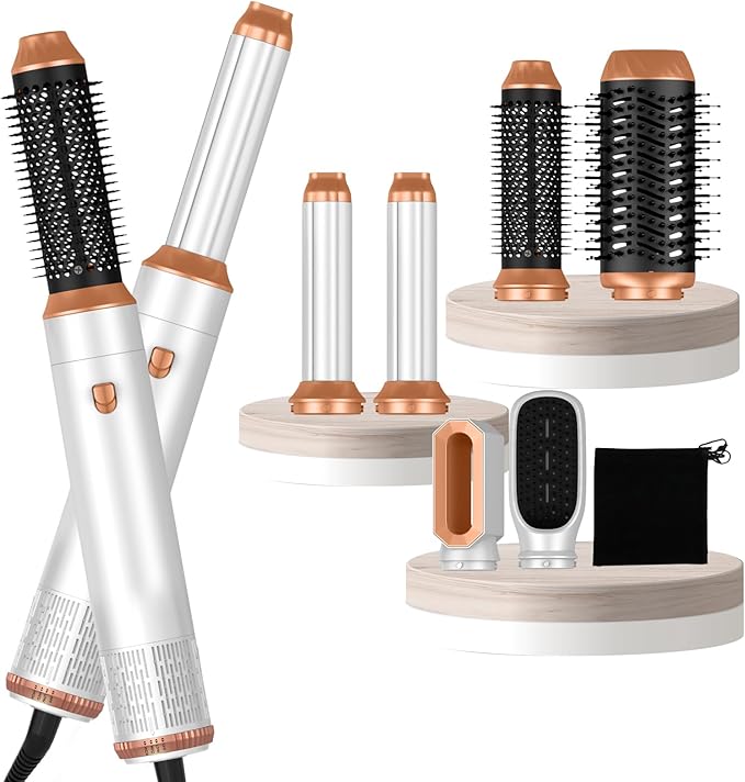 6 in 1 Hair Dryer Brush, Blow Dryer Brushies Ionic Hair Dryer, Oval Hot Air Brush, Hair Curler Straightener Magic Styler Autowrap Air Styler.