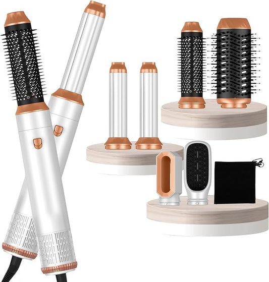 6 in 1 Hair Dryer Brush, Blow Dryer Brushies Ionic Hair Dryer, Oval Hot Air Brush, Hair Curler Straightener Magic Styler Autowrap Air Styler.