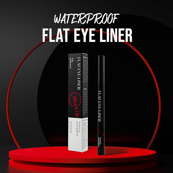 NOON'S UP Flat Eye-Liner - Waterproof Liquid Eyeliner Pen | Ultra-Slim & Bold Black Eyeliner | Quick-Dry & Waterproof Liquid Liner | Look-Defining Black Pen (0.018 Fl. Oz.)