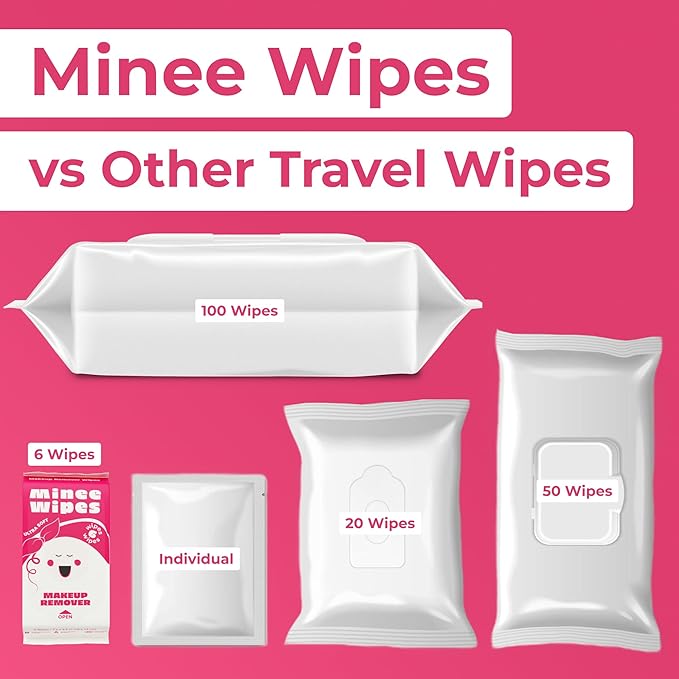 Impossibly Compact Travel Makeup Remover Wipes - 99% Water and Aloe - Ultra Soft, Safe for Sensitive Skin, Thick & Durable - Travel Essentials for Adults & Teens - Scented (24 Pack 144 Wipes)