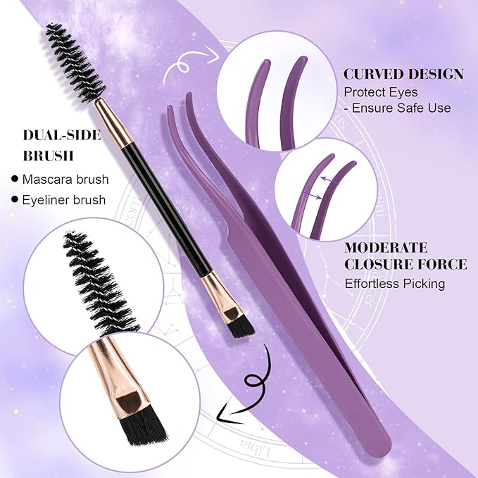 Lash Clusters Kit B01+B02+B19 Eyelash Extension Kit B&Qaugen DIY Lash Extension Kit 156 PCS Lash Clusters 8-18mm Cluster with Lash Bond and Seal Lash Applicator Tool (Kit,Andromeda)