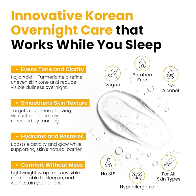 QUIA Collagen + Turmeric Overnight Wrapping Mask Duo – Firming and Hydrating Peel-Off Set for Elasticity, and Glow – Korean Skincare 2 x 75ml