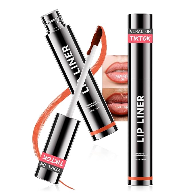Lip Stain Peel Off - Long-Lasting Lip Liner, Creamy Matte Lip Makeup Waterproof & Smudge-Proof Lip Liner Stain, Highly-Pigmented Pencil for Shaping & Sculpting Lips (Coral)