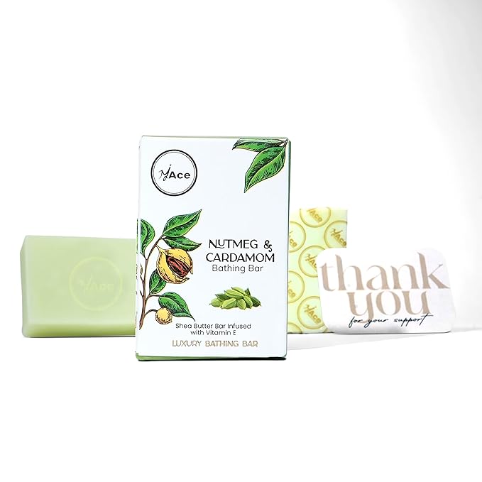 MY ACE Nutmeg & Cardamom Bathing Bar – Handmade with Essential Oils & Coconut Oil, SLES & Paraben Free, Enriched with Shea Butter & Vitamin E – Moisturizing & Aromatic
