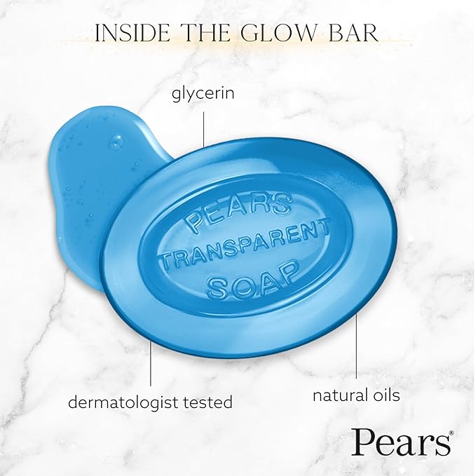 Pears Glycerin Soap, Transparent Blue with Mint Extract, 12-Pack – Pure & Gentle Cleanser for Cool, Refreshed Skin, 4.4 Oz Ea