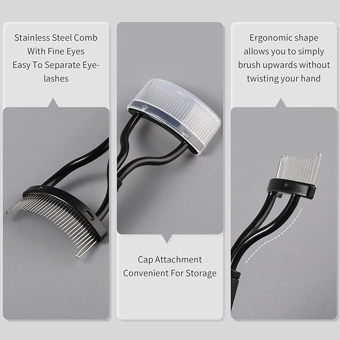 Eyelash Comb Eyebrow Brush DUcare Eyelash Separator Mascara Applicator Eyelash Definer With Comb Cover Arc Designed Cosmetic Brushes Tool Black