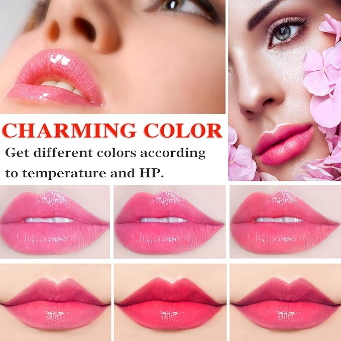 2 Pack Crystal Jelly Flower Lipstick,Magic Temperature Color Change Lip Gloss Lip Stick PH Clear Magic Lipstick Long Lasting Nutritious Moisturizing Lip Balm（Set B）