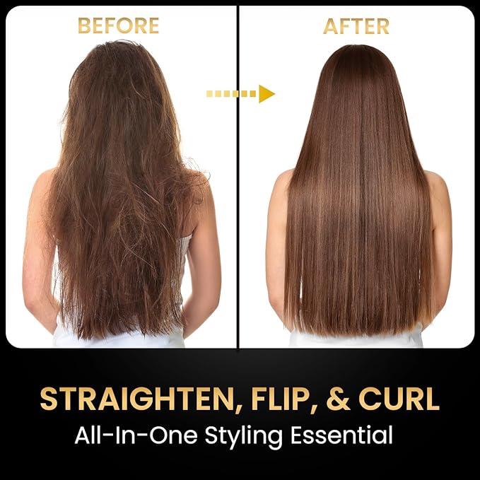 MOEHAIR Professional Titanium Ionic Flat Iron Hair Straightener for Straightening, Waving, Curling, & Flip | 1.5" Ceramic Floating Plates | Adjustable Temperature | Auto Shut Off | for All Hair Types